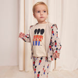 Bobo Choses Baby Little Tin Soldiers Printed Zip Hoodie, l/s T-Shirt & Sweatpants Set ~ Off-White