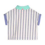 Billieblush Striped Collared s/s Shirt & Contrast Pocket Shorts Set ~ White/Blue