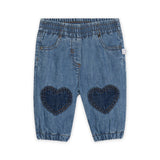 Stella McCartney Baby Girl Hearts l/s T-Shirt & Chambray Pants w/ Heart Patches Set ~ White/Blue