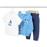Mayoral Baby Boy Hoodie, Tee & Joggers Set ~ Sky Blue