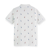 Scotch & Soda Boys s/s Allover Printed Pique Polo ~ White