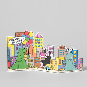 Wrap Mega Monsters Fold Out Birthday Card