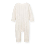 Elegant Baby Horseshoe Cable Knit Romper ~ Whisper White