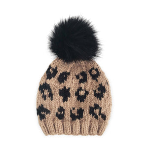 The Blueberry Hill Knit Cheetah Hat ~ Latte/Black