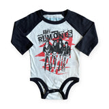 Rowdy Sprout Ramones l/s Raglan Onesie ~ Vintage White/Black