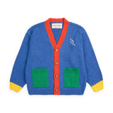 Bobo Choses Baby Color Block Knit V-neck Cardigan ~ Navy Blue