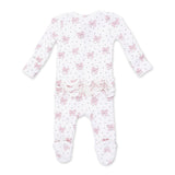Angel Dear 2 Way Zipper Ribbed Ruffle Back Footie ~ Bows & Hearts