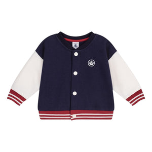 Petit Bateau Baby Varsity Jacket ~ Navy/White