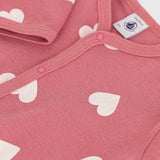 Petit Bateau Heart Print Romper ~ Pink/Cream