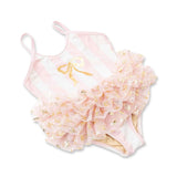 Shade Critters Baby Blush Bow Stripe Tutu Swimsuit ~ Pink