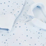 Petit Bateau Front Zip Star Print Footie w/ Collar ~ Blue