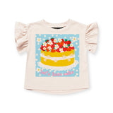 Rock Your Kid Let's Have Cake Frill Sleeve T-Shirt ~ Cream