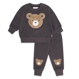 Huxbaby Furry Huxbear Sweatshirt & Sweatpants Set ~ Soft Black