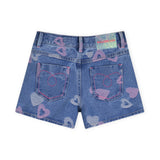 Billieblush Heart Print Denim Shorts ~ Denim Blue