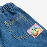 Bobo Choses Baby Pixel Abduction l/s T-shirt & Taxi Saurus Denim Pants Set ~ Red/Midnight Blue