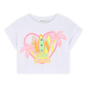Billieblush Surf Graphic Boxy Cropped s/s T-shirt ~ White