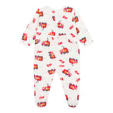 Petit Bateau Back Snap Fire Truck Print Footie ~ White Multi