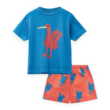 Wynken Bird Tee & Printed Linen Shorts Set ~ Blue/Red