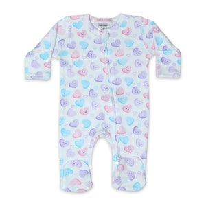 Baby Steps Zip Footie ~ Happy Hearts
