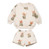 Play Up Baby Pineapple Print Sweatshirt & Sweatshorts Set ~ Oatmeal