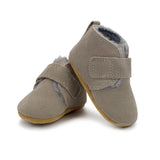 Zutano Fur-Lined Leather Baby Shoe ~ Gray