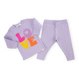 Oh Baby!  LOVE Terry Applique 2pc Set ~ Orchid/Cotton Candy