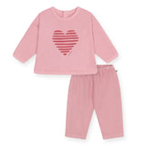 Petit Bateau Baby Heart Graphic Sweatshirt & Pants Set ~ Pink