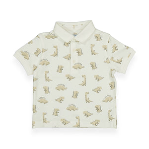 Mayoral Baby Boy Printed s/s Polo ~ Dinos/Cream