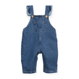 Play Up Baby Leopard Print Ribbed Top & Denim Frill Overalls Set ~ Natural/Blue