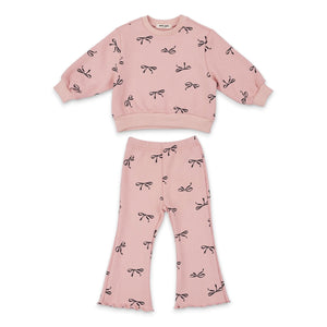 Petite Hailey Baby Ava Ribbon Sweatshirt & Flare Leggings Set ~ Pink