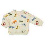 Mayoral Baby Boy Vehicles Print Sweatshirt & Sweatpants Set ~ Heathered Latte