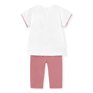 Mayoral Baby Girl Flower Cat 2pc Leggings Set ~ White/Blush