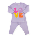 Oh Baby!  LOVE Terry Applique 2pc Set ~ Orchid/Cotton Candy