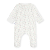 Petit Bateau Front Zip Multi Hearts Print Footie w/ Collar ~ White Multi