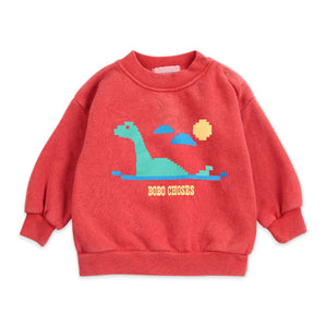 Bobo Choses Baby Lake Monster Sweatshirt & Booo Bo Choses Striped Sweatpants Set ~ Red/Blue