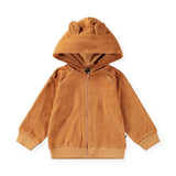 Molo Baby Dirk Velour Zip Hoodie w/ Ears & Sigo Velour Sweatpants Set ~ Brown Sugar