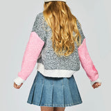 Hannah Banana Peace Sign Knit Sweater 7-12 ~ Grey/Pink