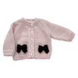 The Blueberry Hill Knit Bow Cardigan ~ Baby Pink/Black
