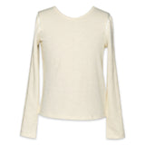 Hannah Banana Ribbed Latter Trimmed l/s Top ~ Ivory
