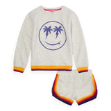 Appaman Girls Ruby Sweatshirt & Lori Shorts Set 7-12 ~ Smiley/Cloud Heather