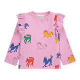 Bobo Choses Wonder Horse Printed Ruffle Sweatshirt & Paperbag Pants Set ~ Pink