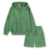 Molo Marley Zip Hoodie & Amil Sweatshorts Set ~ Groovy Green