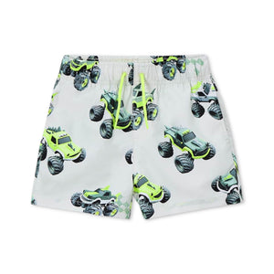 Mayoral Boys Monster Trucks Print Swim Trunks ~ Hemp