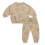 Quincy Mae Printed Fleece Sweatshirt & Sweatpants Set ~ Lions/Latte