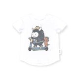 Huxbaby Scooter Monster T-Shirt & Vintage Slouch Shorts Set ~ White/Washed Black