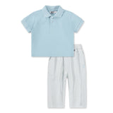 Molo Baby Ease s/s Polo & Sois Pants Set ~ Stream/Daylight Stream