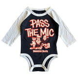 Rowdy Sprout Beastie Boys Pass the Mic l/s Raglan Onesie ~ Vintage Black/ White