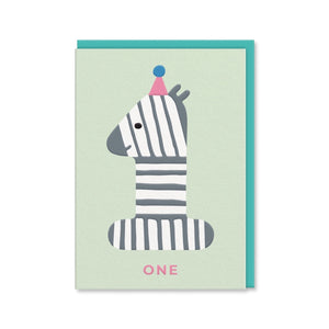 Ohh Deer Zebra 1st Birthday Card