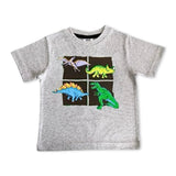 Mish Boys Neon Dino Tee & Shorts Set ~ Heather Grey/Navy