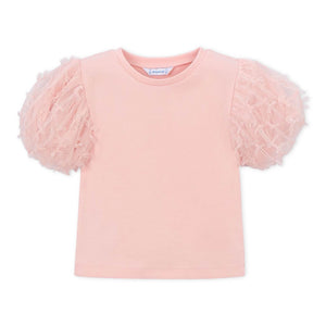 Mayoral Girls s/s Top w/ Tulle Sleeves & Tulle Skirt Set 7-12 ~ Blossom